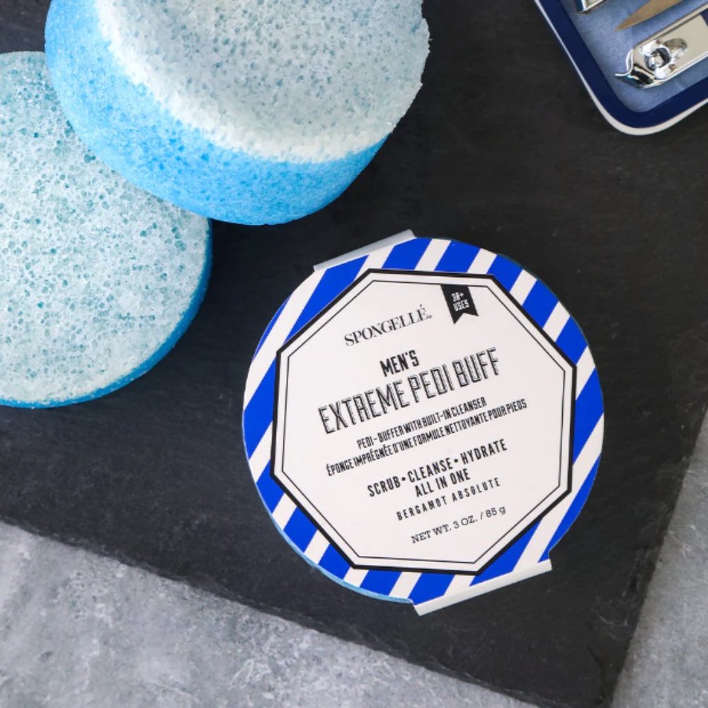 🌈4/$20 NEW Spongelle Men's Extreme Pedi Buff Buffer Full Size Retail $18.00